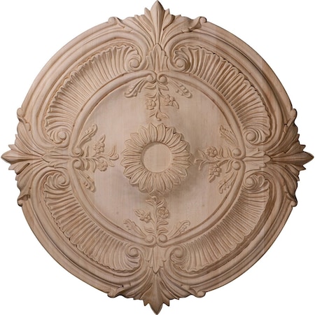 Ekena Millwork Carved Acanthus Leaf Ceiling Medallion, Red Oak (Fits Canopies up to 2 3/8"), 24"OD x 2 1/4"P CMW24ACRO
